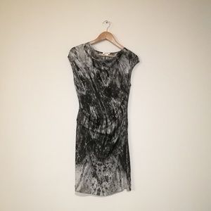 Helmut Lang Gray Marble Abstract Print Dress